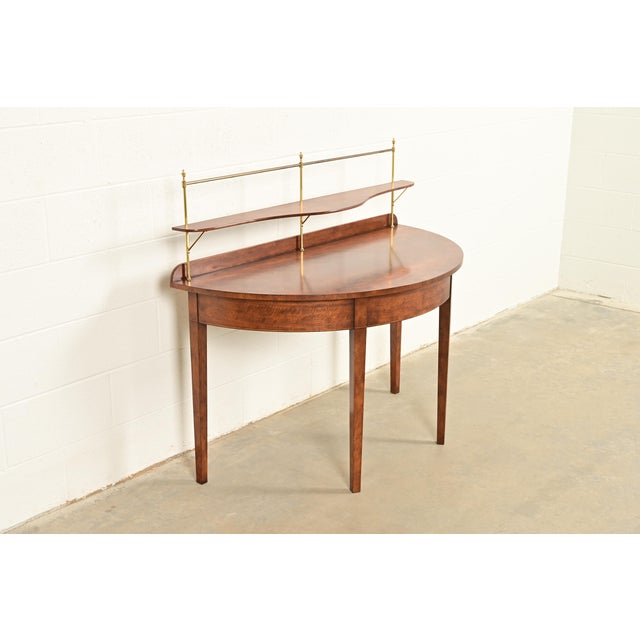 Baker Furniture Company Baker Furniture Federal Banded Mahogany Demilune Console Table or Entry Table For Sale - Image 4 of 13
