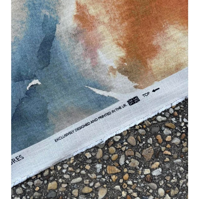 Harlequin Harlequin Flores Fabric 28 Yard Bolt in Rust/Ruby/Nordic Blue Linen / Viscose Blend Made in the Uk For Sale - Image 4 of 9