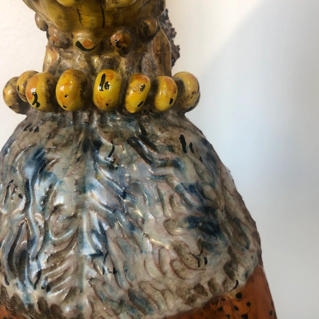 Hand Painted Ceramic Royal Figure Holding a Communion Box in Soft Patina Finish - Holiday Decor For Sale - Image 10 of 12