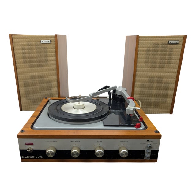Vintage Lesa Milano HF 800/Cn Turntable with Speakers, 1970s, Set of 3 For Sale