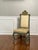 18th century hand carved Italian Rococo paint decorated and parcel gilt upholstered side chair. A dramatic statement chair...