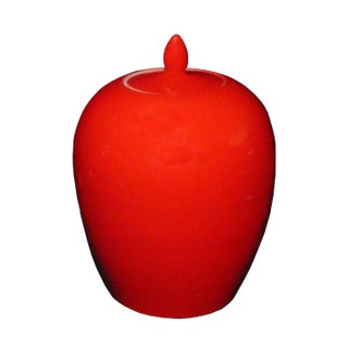 Modern Handmade Plain Solid Red Glaze Porcelain Vase Jar For Sale