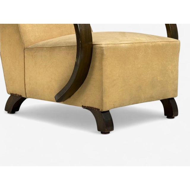 Pair of Vittorio Valabrega, Beige Velvet, Bentwood, Lounge Chairs, Italy, 1940s For Sale - Image 10 of 15