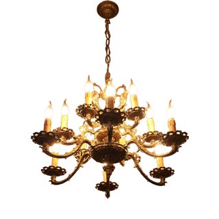Rococo Chandelier in Polished Brass For Sale