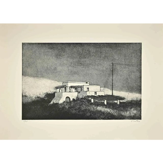Landscape is an Etching realized by Enotrio Pugliese in 1960s. Hand-signed by the artist on the lower. Numbered, Limited...