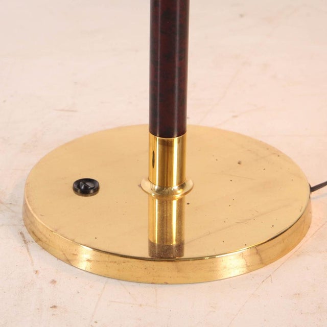 Gold Mid-Century Brass and Wood Lamp, 1980s For Sale - Image 8 of 11