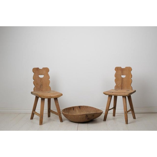 Very unusual large bowl from northern Sweden. This antique wooden bowl has an organic shape and is made from hollowing a...