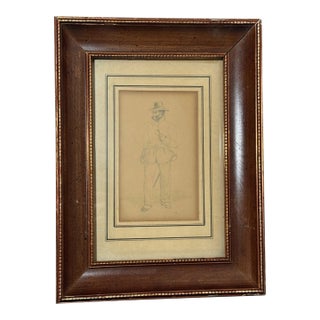 1830 French Military Portrait of Man in Uniform Armed Drawing Sketch For Sale
