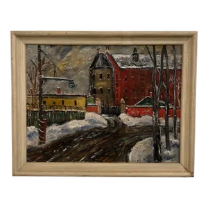 Cleveland Winter Cityscape Painting Signed Halt
