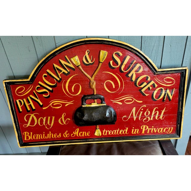 American Antique ,Vintage Physican & Surgeon Street Sign For Sale - Image 3 of 6