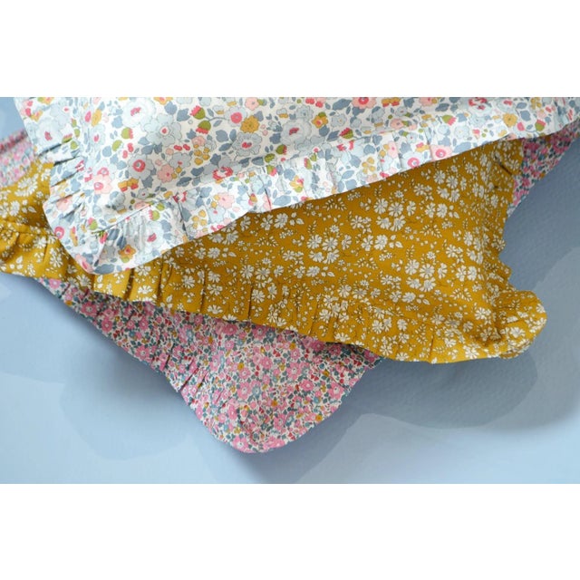 Gathered Edge Pillowcase Made With Liberty Fabric Capel Mustard For Sale In San Francisco - Image 6 of 7