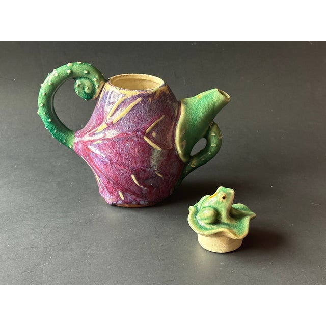 Decorative Studio Art Pottery Teapot With Frog on Lily Pad Lid For Sale - Image 11 of 12