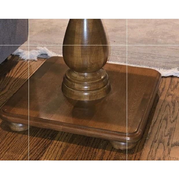 Two Available- Early American vintage 1970's pedestal side table. Crafted of Solid Hard Rock Maple and finished with Ethan...