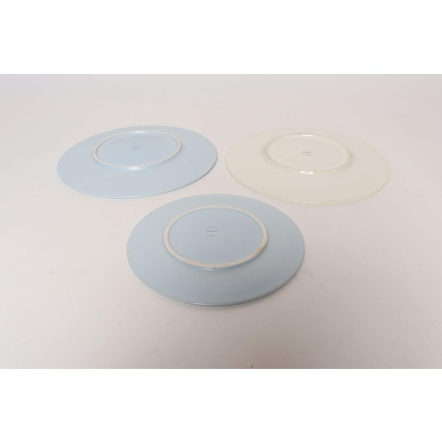 Set of Three Nick Munro English Matte Powder Blue and Glossy White Plates - Two Sizes For Sale - Image 4 of 18