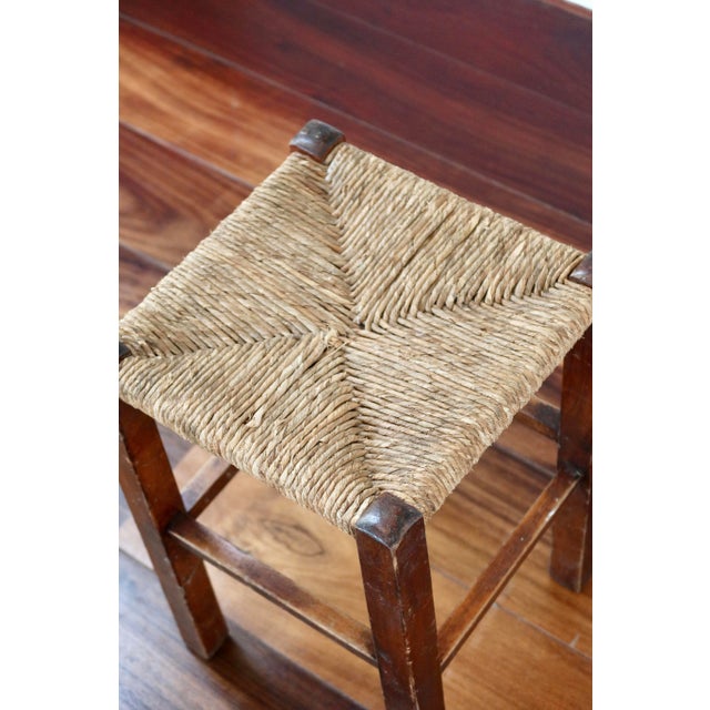 Vintage Rustic Stool in Wood and Straw, 1960s For Sale - Image 4 of 6