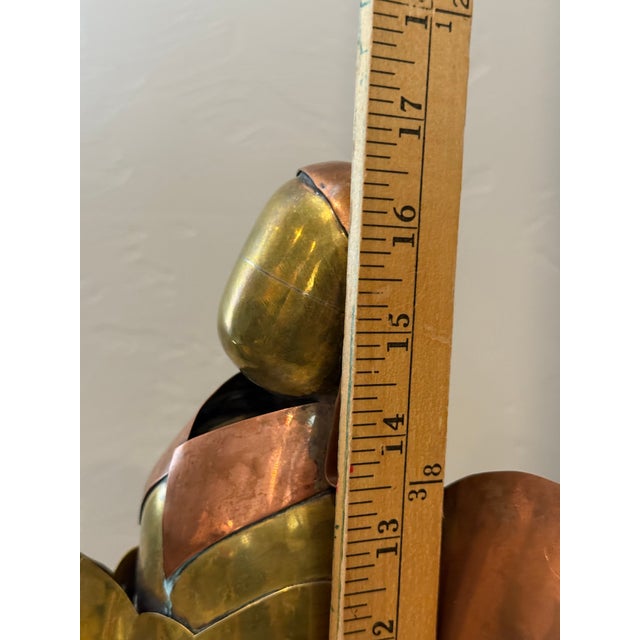 Vintage Hard-to-Find. Extra-Large 17” Tall Brass and Copper Angel Candleholder. Authentication Marked Mexico. For Sale In Phoenix - Image 6 of 12