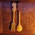 1950s 1950s Luxembourg Man Woman Hand Carved Wood Salad Server Set Italy For Sale - Image 5 of 9