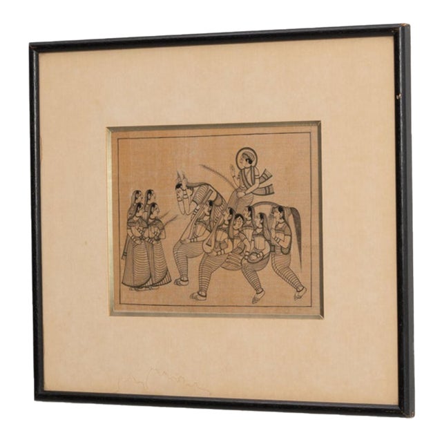 Mid 20th Century India Sienna Wood Painting For Sale