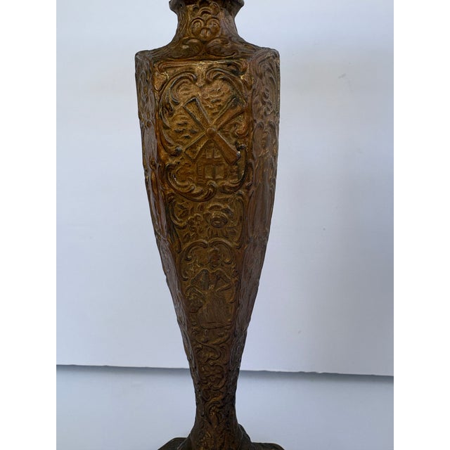 Metal Antique E. & J. Bass Dutch Windmill & Figural Candlesticks, Pair For Sale - Image 7 of 12