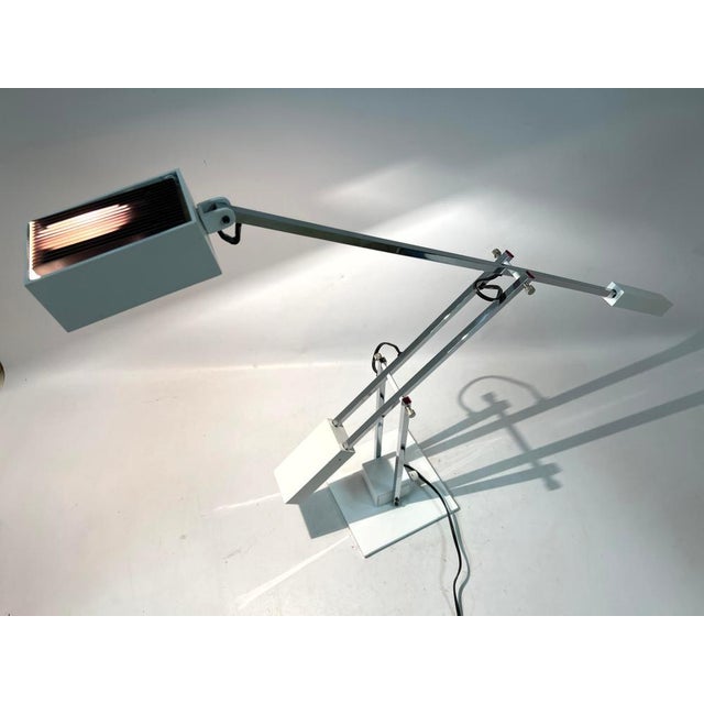 1970s 1970's Chrome and White Metal Minimalist Desk Lamp by Robert Sonneman For Sale - Image 5 of 11