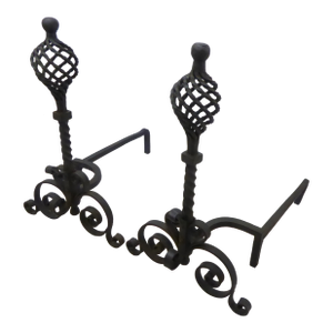 19th Century Wrought Iron Andirons - A Pair
