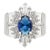 Silver Finish Blue Cubic Zirconia Vintage-Inspired Cocktail Ring - Size 8 For Sale