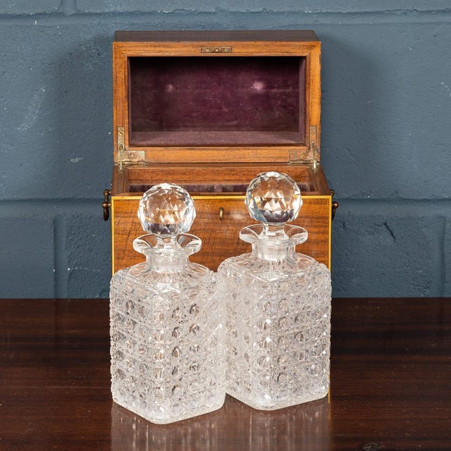 Antique Victorian Hobnail Cut Crystal Decanters in Original Case, 1880, Set of 3 For Sale - Image 6 of 18