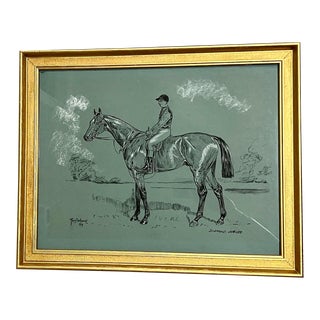 British Equestrian Sketch of Racehorse Diamond Jubilee by Artist Terry Shelbourne For Sale