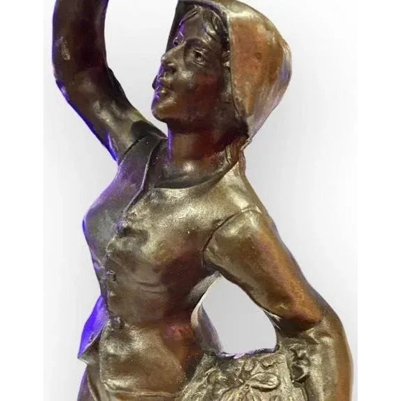 Late 19th Century Antique French Art Nouveau Figural Oil Lamp For Sale - Image 5 of 12