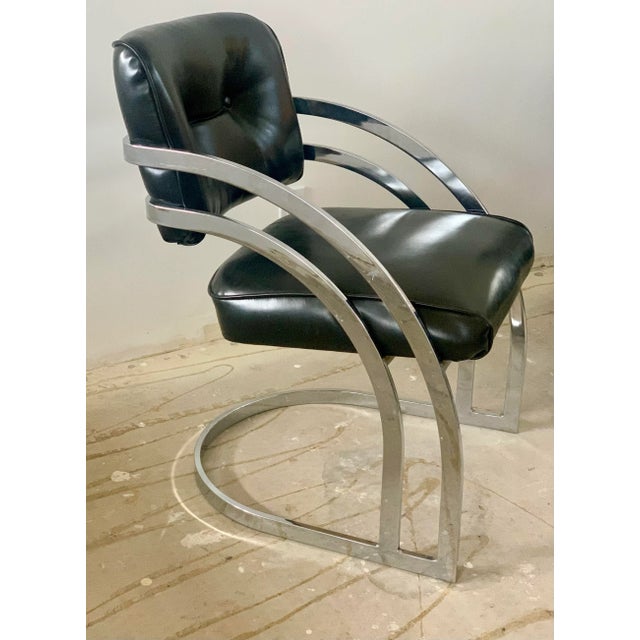 1970s 1970s Cantilever Chrome Chairs Milo Baughman Style - Set of 4 For Sale - Image 5 of 9