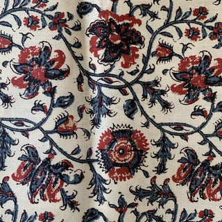 Carolina Irving Hand Printed Caspian Linen Fabric- 1 Yard For Sale