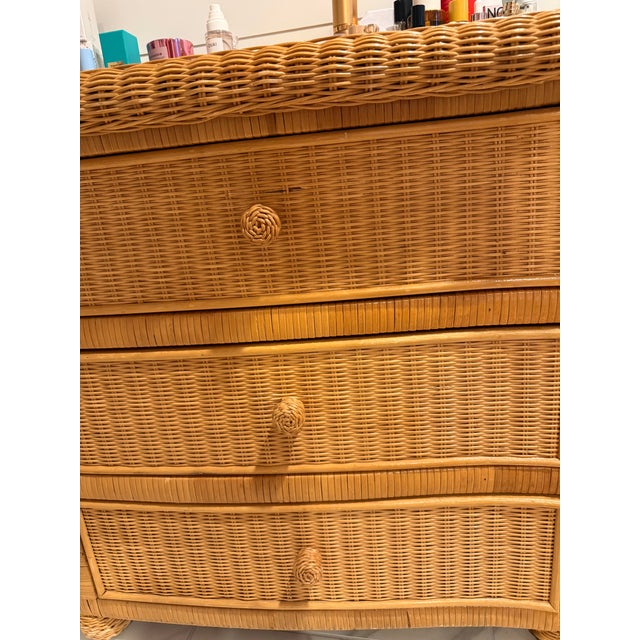 Ralph Lauren Vintage Polo Ralph Lauren Wicker Rattan Bowfront Dresser | 6 Drawer, Attributed For Sale - Image 4 of 5