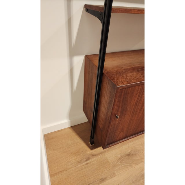 Mid-Century Modern 1960s George Nelson Omni-Style Modular Wall Unit in Walnut With Black Metal Frame For Sale - Image 3 of 7