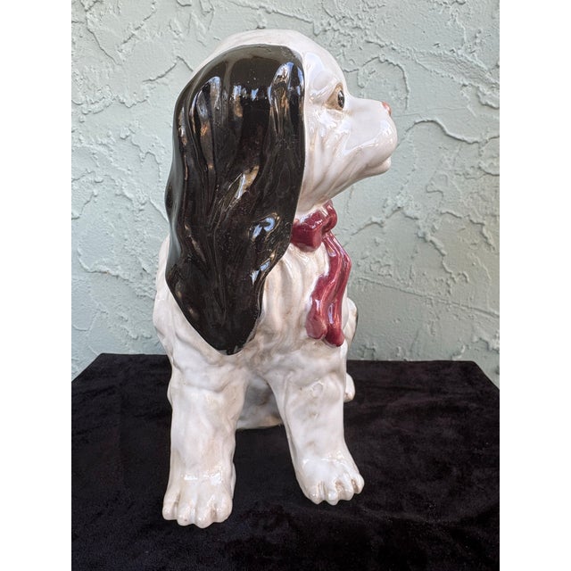 Pair of Vintage Staffordshire-Style Cavalier King Charles Spaniel Mantel Dogs For Sale - Image 11 of 12