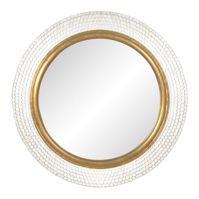 Friedman Brothers Ringo Mirror in Classic Gold with White Gesso - 40" For Sale