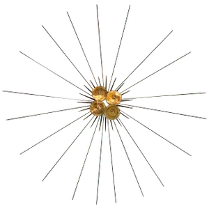 Mid-Century Modern Brutalist Metal Sunburst Wall Sculpture