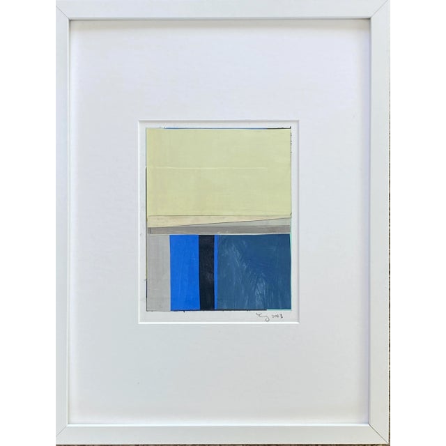 Lakes Series, Abstract Landscape Painted Collage on Paper For Sale