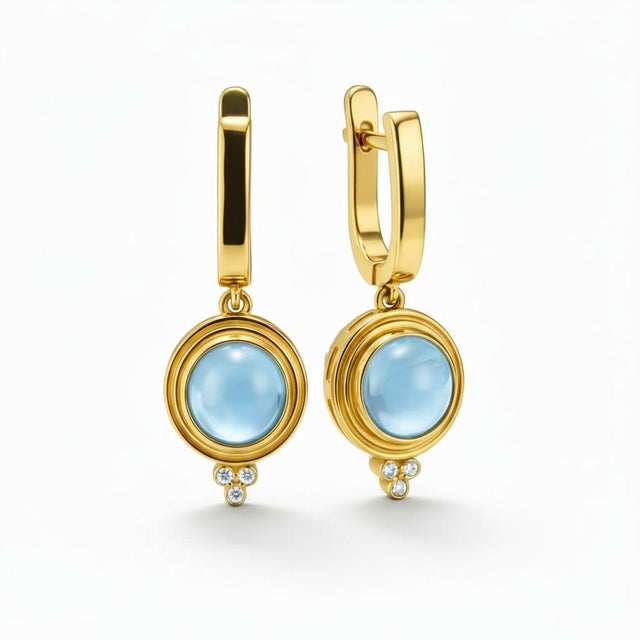 Vintage style blue topaz earrings silver, gold. Dangle blue topaz earrings. Cocktail earrings with blue topaz, Silver...