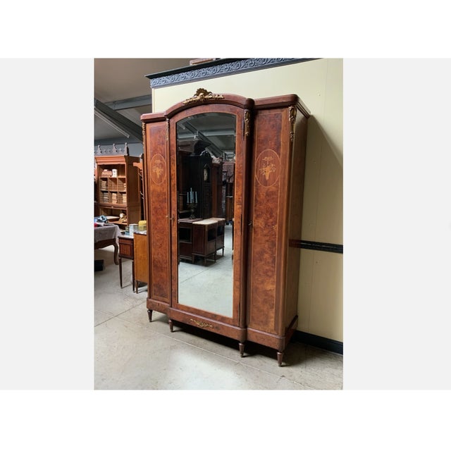 Brown Antique Art Nouveau Wardrobe, 1910 For Sale - Image 8 of 12