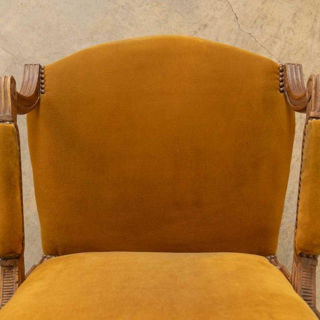 Goldenrod 1920s French Louis XVI Style Armchair For Sale - Image 8 of 12