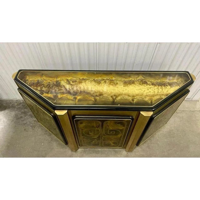 1970s Bernhard Rohne for Mastercraft Etched Brass Sideboard Credenza For Sale In Chicago - Image 6 of 12