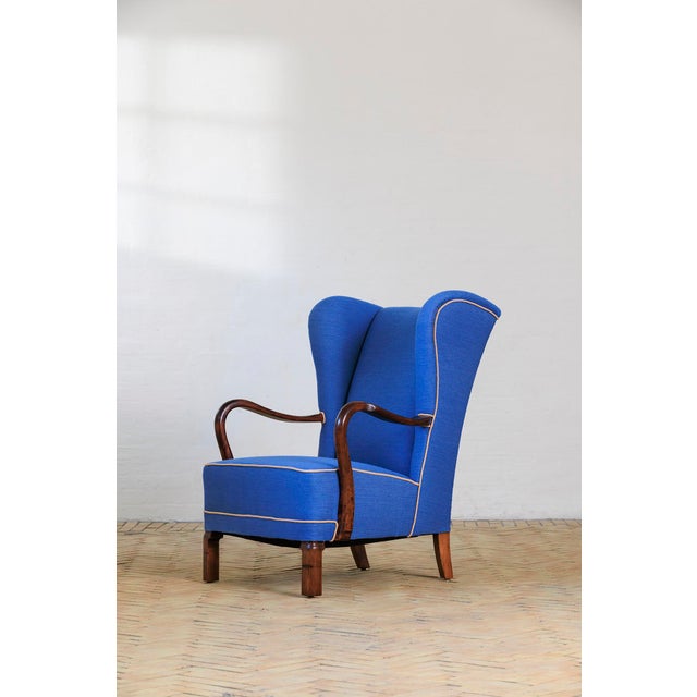 Royal Blue Armchair, 1950s For Sale - Image 3 of 6