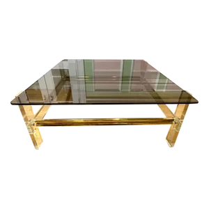 1970s Lucite Smoked Glass Coffee Table