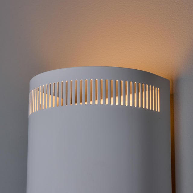 1960s Model #5390 White Perforated Metal Wall Lights for Orno Finland For Sale - Image 12 of 18