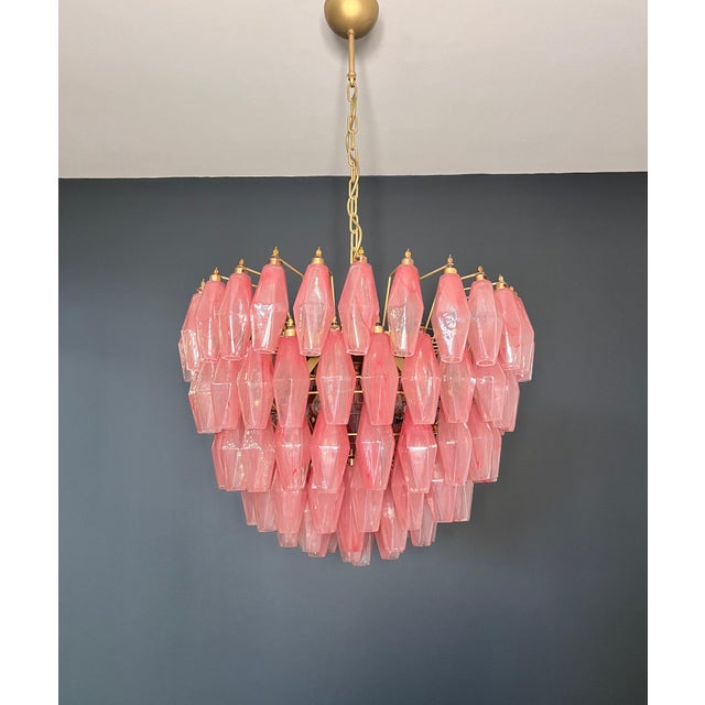 Pink Alabaster Murano Glass Poliedri Chandelier, 1990s For Sale - Image 11 of 18