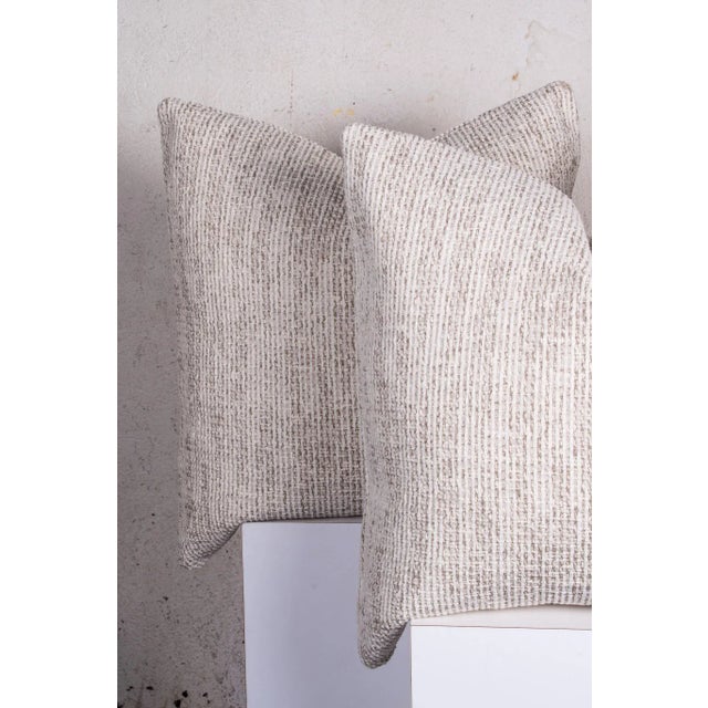 Bjork Studio Custom Neutral Chenille Textured Pillows - a Pair For Sale - Image 4 of 7