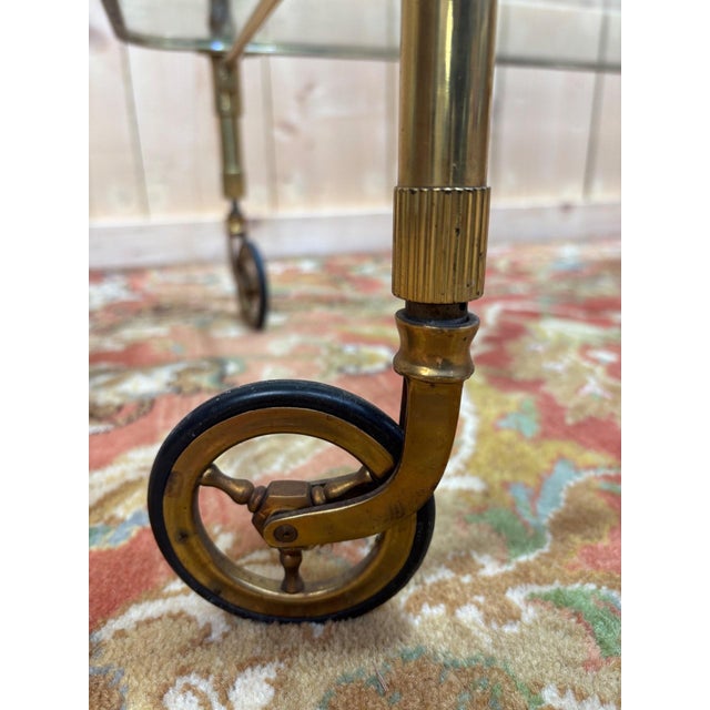 Vintage Serving Cart in Brass and Glass, 1950s For Sale - Image 6 of 8