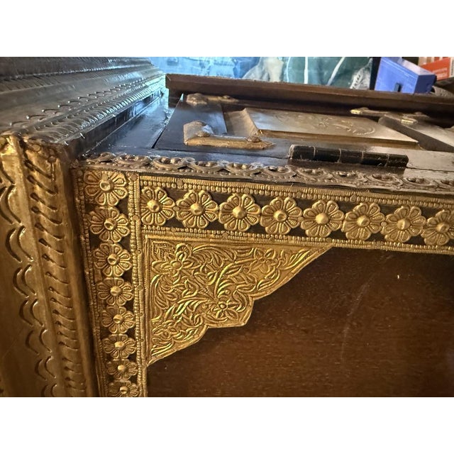 Boho Chic Vintage Brass-Inlay Wooden Cabinet, 1950s For Sale - Image 3 of 9