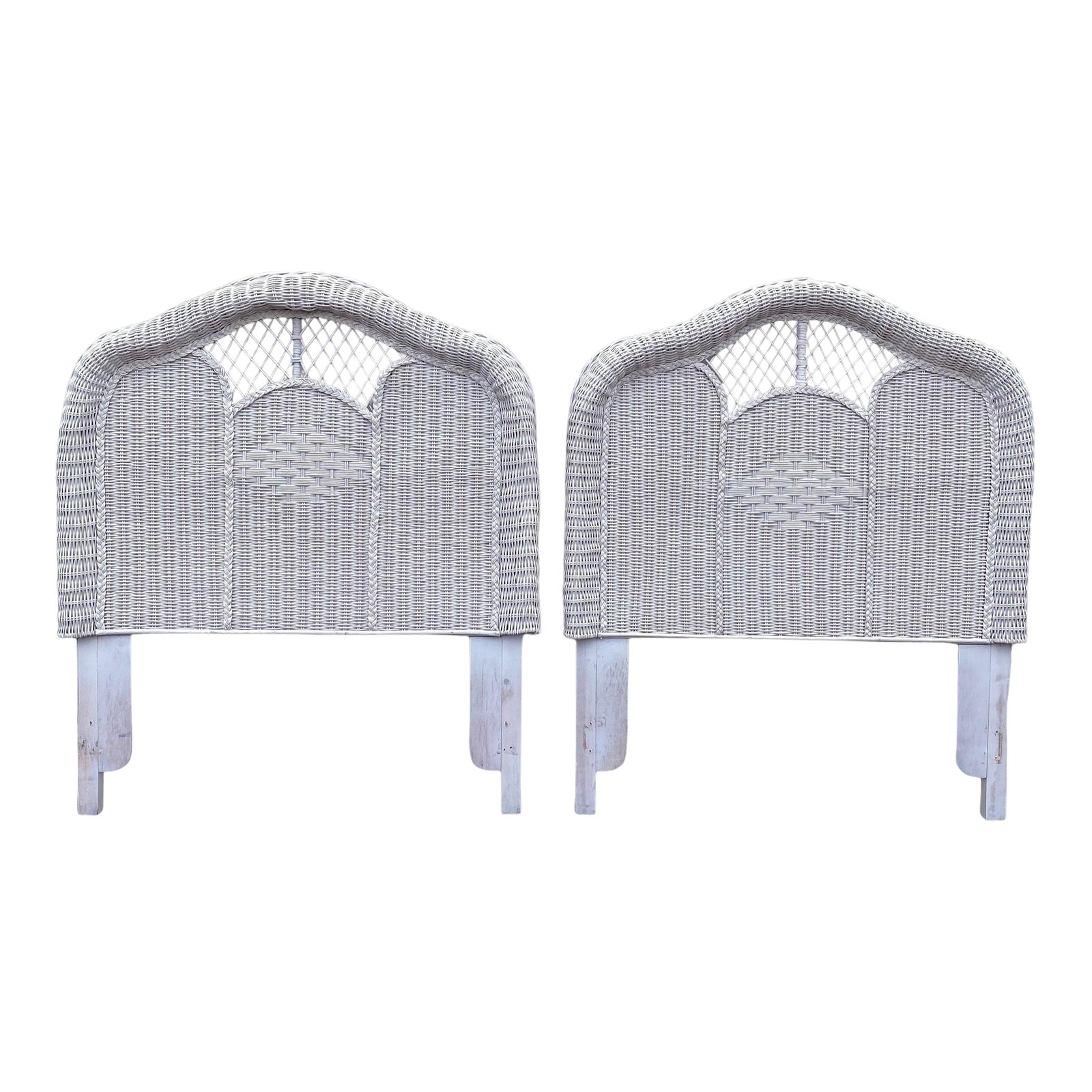 White Wicker Twin Headboards a Pair Chairish