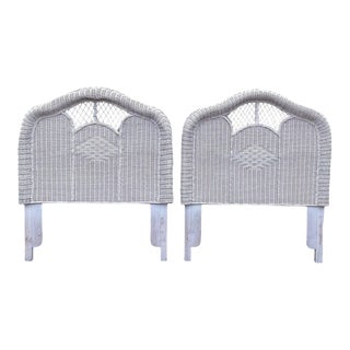 White Wicker Twin Headboards - a Pair For Sale